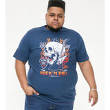 D555 Skull With Flames Print T-shirt