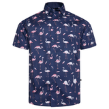 KAM Pink Flamingo Print Shirt