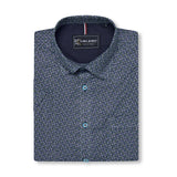 KAM Short Sleeve All Over Geo Print Shirt