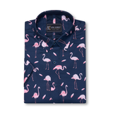KAM Pink Flamingo Print Shirt