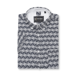 KAM Short Sleeve Wave Print Shirt