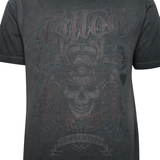 KAM Cool Dye Washed Tattoo Skull Print T-Shirt
