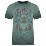 KAM Cool Dye Washed Tattoo Skull Print T-Shirt