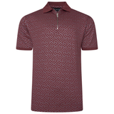 KAM Mens 1/4 Zip Printed Polo Shirt