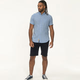 D555 Mens Short Sleeve Linen Blend Shirt
