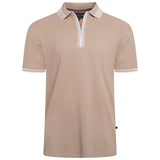 KAM Textured Zip Up Polo Shirt