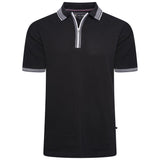 KAM Textured Zip Up Polo Shirt