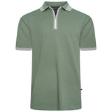 KAM Textured Zip Up Polo Shirt
