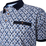 KAM Men's Diamond Print Polo Shirt
