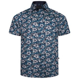 KAM Short Sleeve Hibiscus Floral Print Shirt