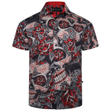 KAM Short Sleeve Skull & Roses Print Shirt