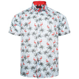 KAM Short Sleeve Flamingo Print Shirt