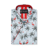 KAM Short Sleeve Flamingo Print Shirt