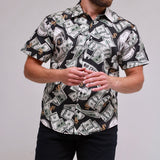 KAM Short Sleeve Dollar Bill Print Shirt
