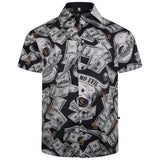 KAM Short Sleeve Dollar Bill Print Shirt