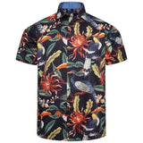 KAM Short Sleeve Bird Print Shirt