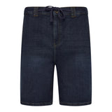 KAM Mens Stretch Denim Short with Tie Belt