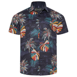 KAM Short Sleeve Acorn Palm Print Shirt