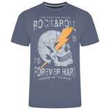 KAM Rock & Roll Skull Print T-Shirt