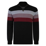 KAM 1/4 Zip Stripe Knit Top