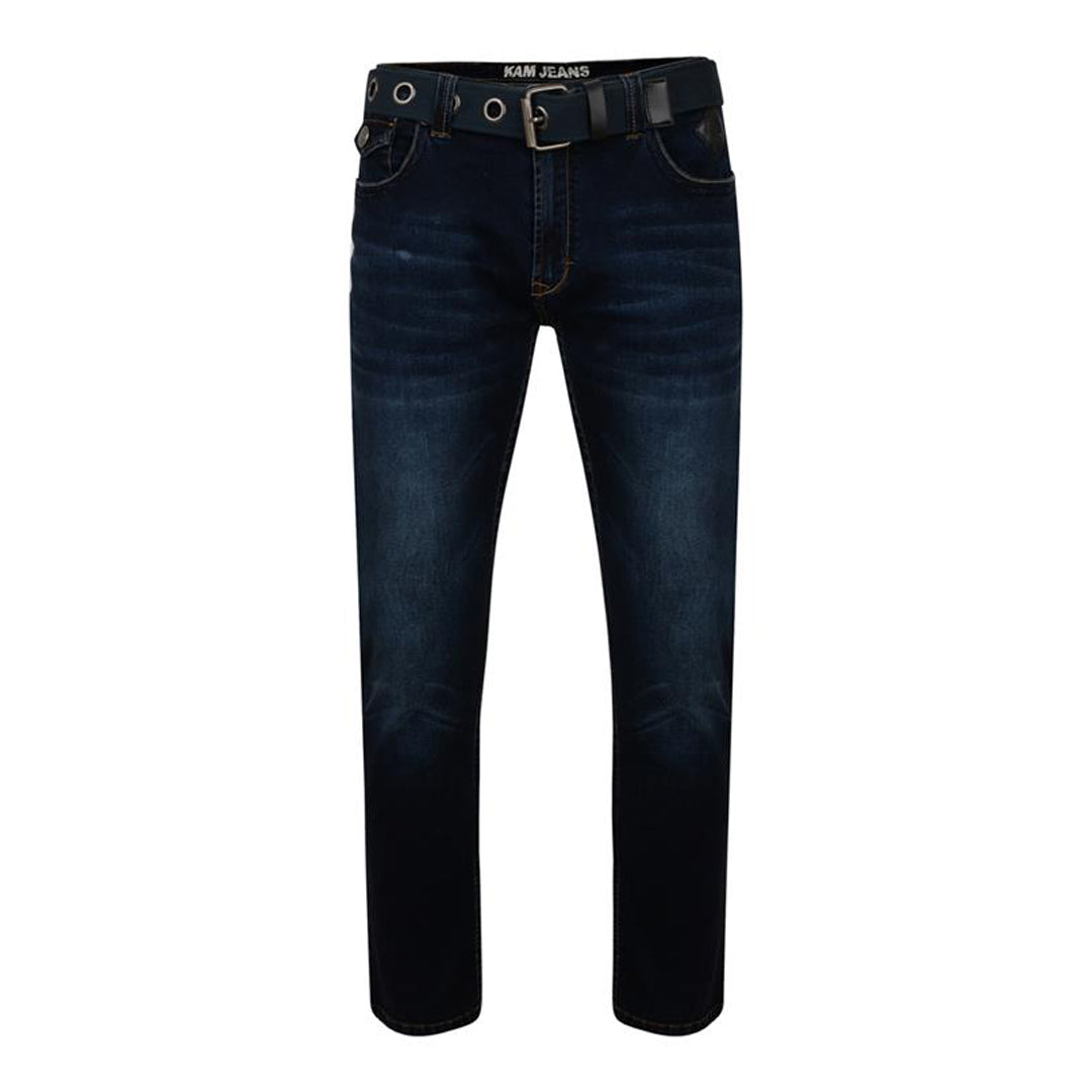Kam Regular Fit Stretch Jeans - Black Denim 5 Pocket Jeans In 48L (Kbs10106)