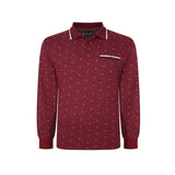 KAM Long Sleeve Dobby Print Polo Shirt