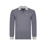 KAM Long Sleeve Dobby Print Polo Shirt