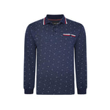 KAM Long Sleeve Dobby Print Polo Shirt