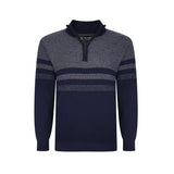KAM 1/4 Zip Marl Stripe Jumper