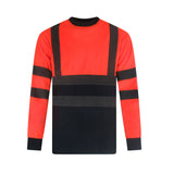 Hi Vis Crew Neck Two Tone Long Sleeve T Shirt