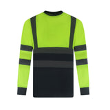 Hi Vis Crew Neck Two Tone Long Sleeve T Shirt