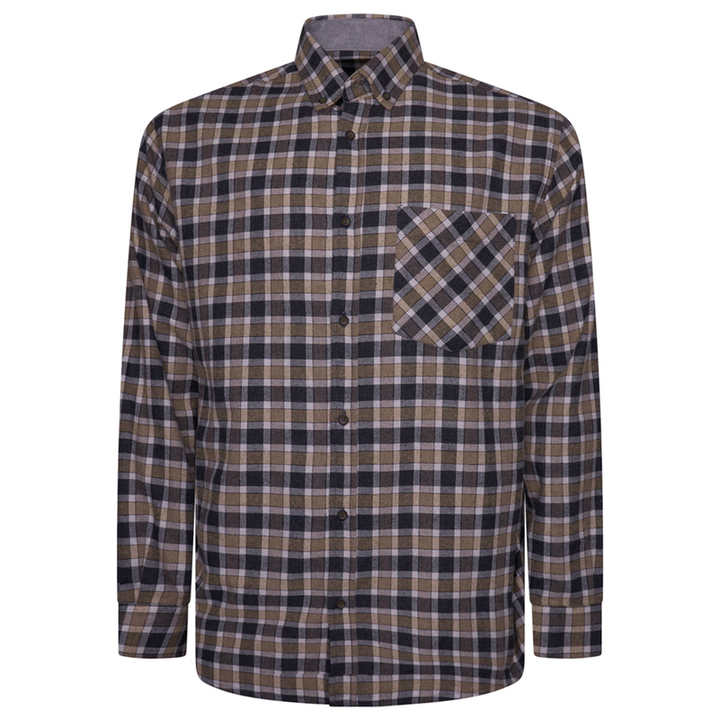 KAM Mens Long Sleeve Flannel Check Shirt