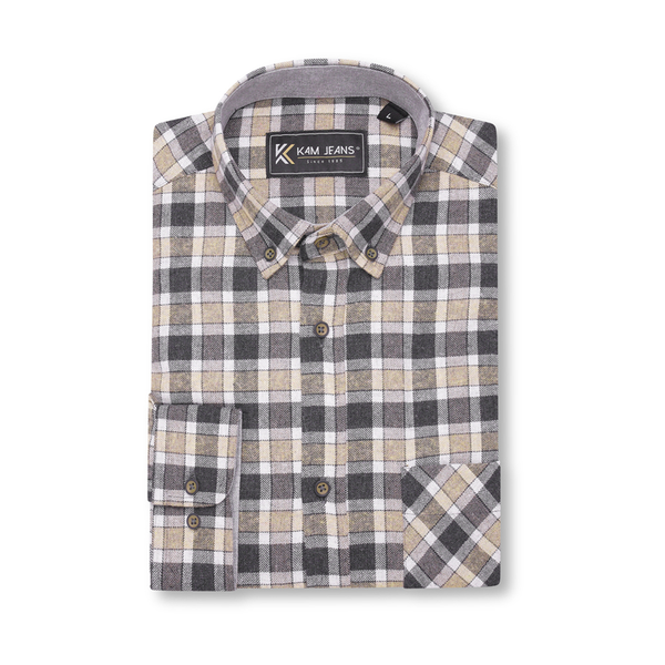 KAM Mens Long Sleeve Flannel Check Shirt