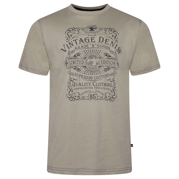 KAM Short Sleeve Denim Print Tee Shirt