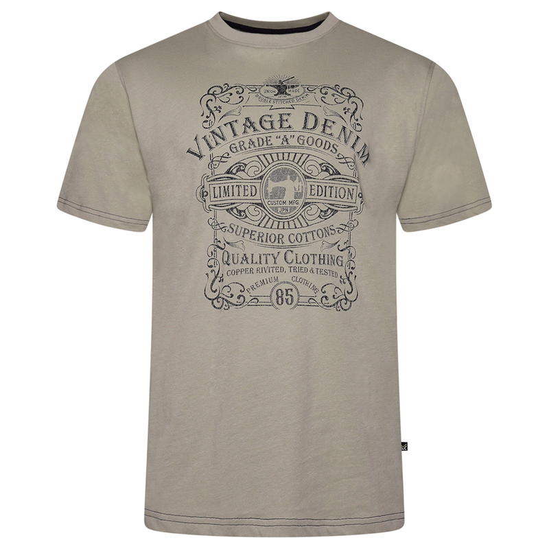 KAM Short Sleeve Denim Print Tee Shirt