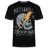 KAM Rock & Roll Skull Print T-Shirt