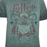 KAM Cool Dye Washed Tattoo Skull Print T-Shirt