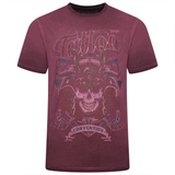 KAM Cool Dye Washed Tattoo Skull Print T-Shirt