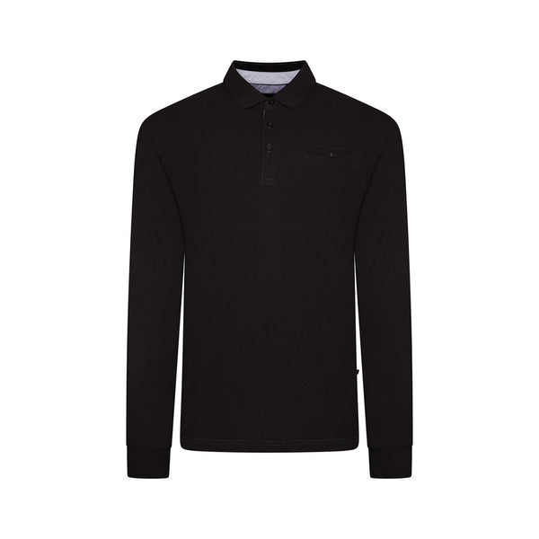 KAM Long Sleeve Polo Pique Shirt