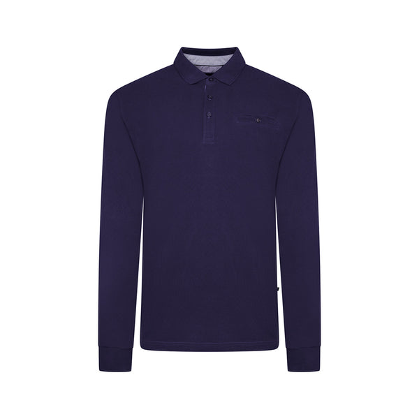 KAM Long Sleeve Polo Pique Shirt