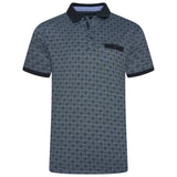 KAM Jacquard Collar All-Over Print Polo Shirt
