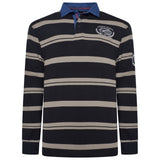 KAM Long Sleeved Multi Striped Rugby Polo Shirt