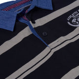 KAM Long Sleeved Multi Striped Rugby Polo Shirt