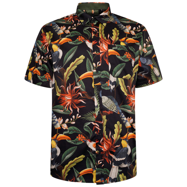 KAM Short Sleeve Tropical Print Shirt