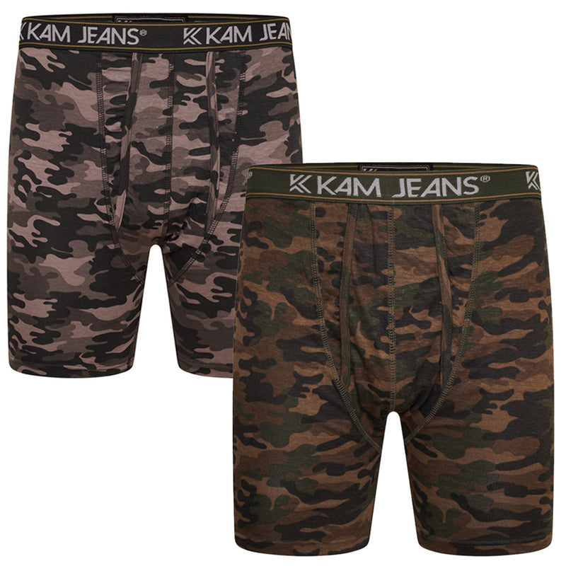 KAM Twin Pack Camo Print Boxers