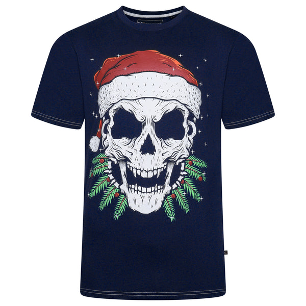 KAM Santa Skull Christmas T-Shirt Mens