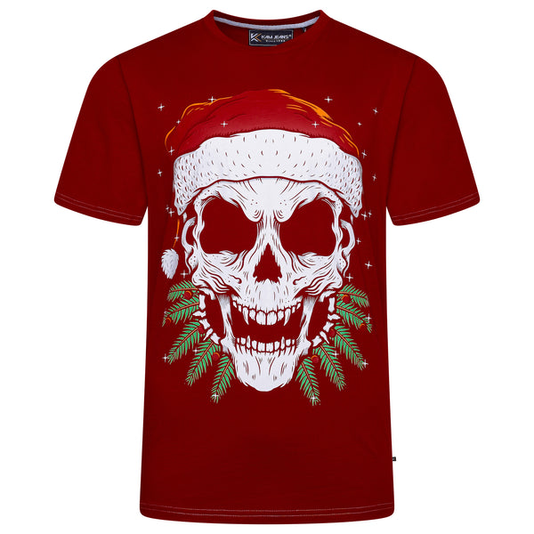 KAM Santa Skull Christmas T-Shirt Mens