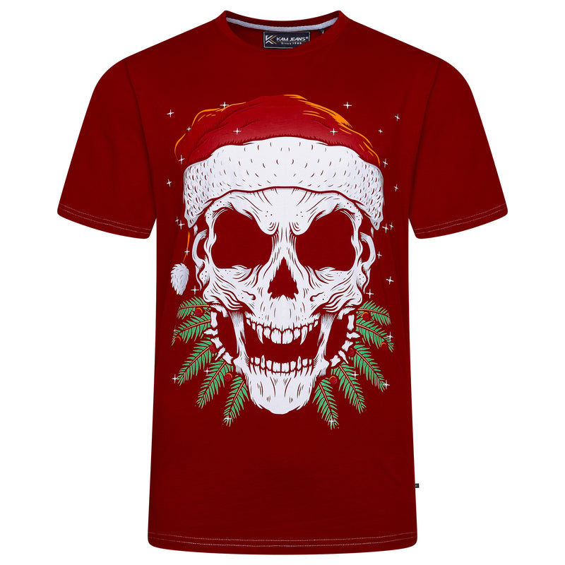 KAM Santa Skull Christmas T-Shirt Mens