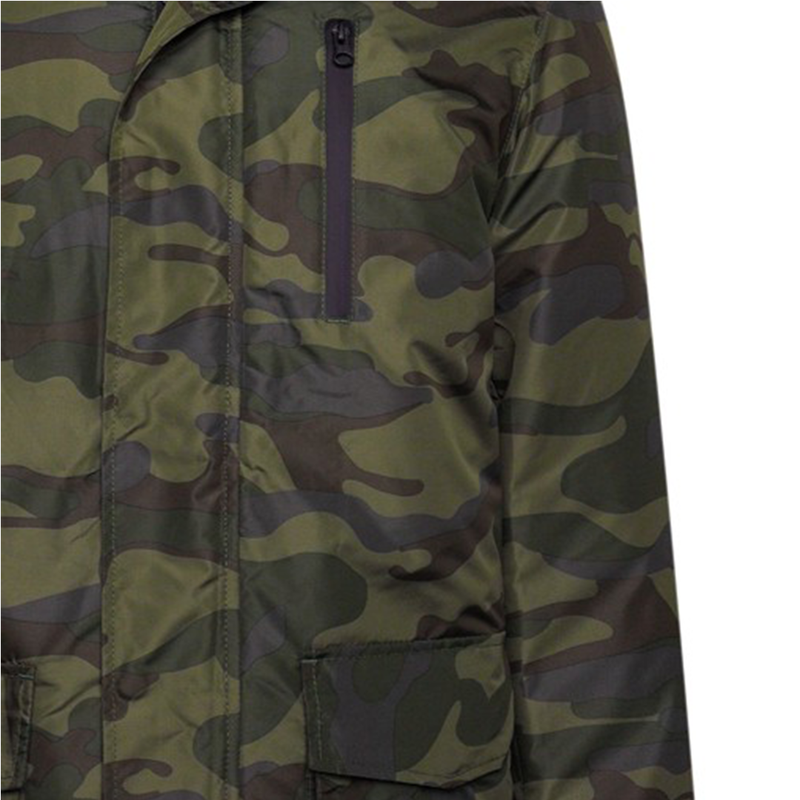 KAM Camo Print Quilted Coat