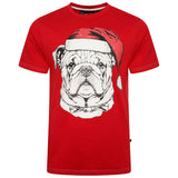 KAM Bulldog Santa Print T-Shirt